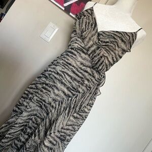 Zebra Print Women's Dress Black and Beige patterned flowy dress